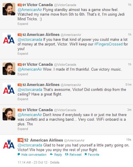 Great example of company engagement between @VictorCanada and @AmericanAir Great example of company engagement between @VictorCanada and @AmericanAir